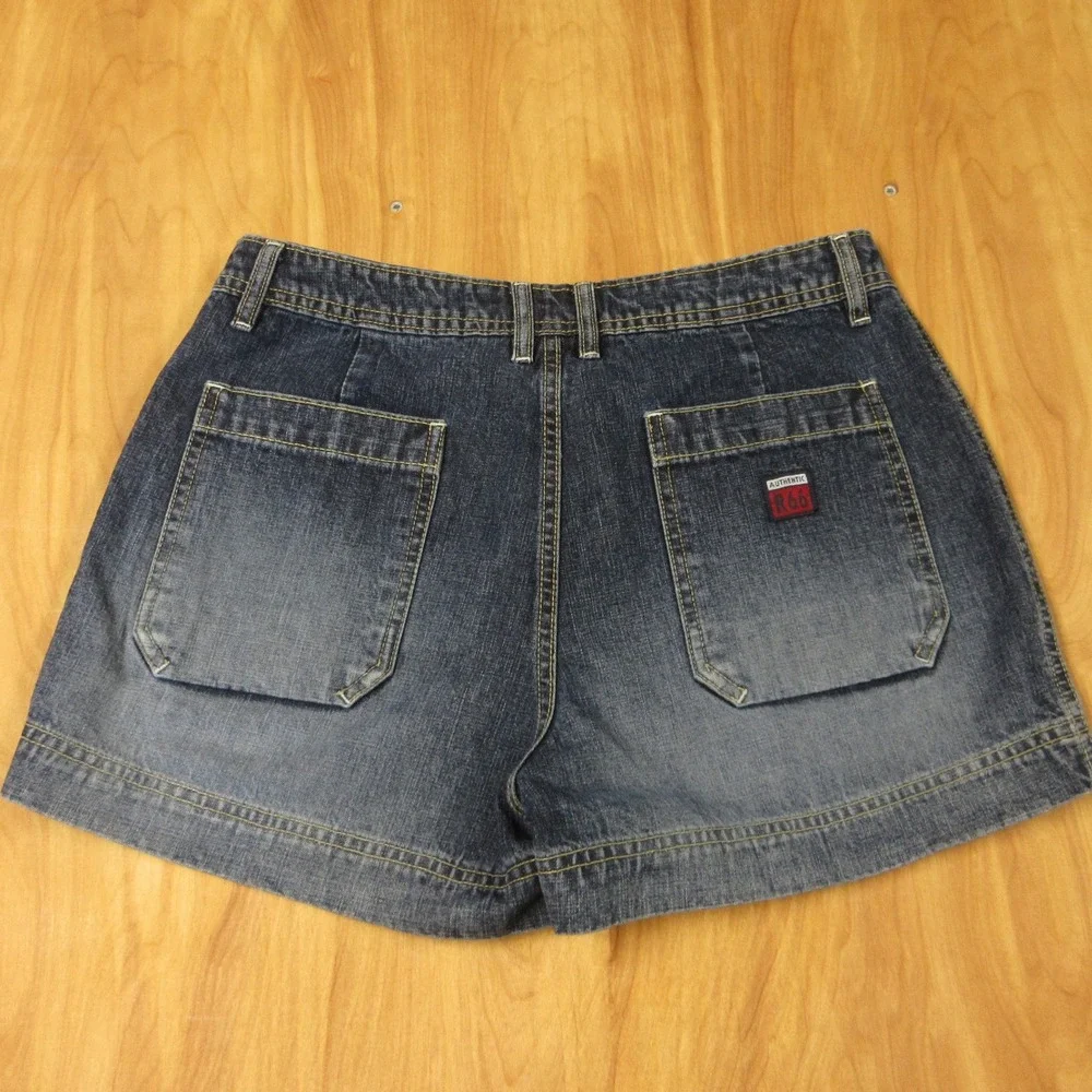 ROUTE 66 Utility Jean Shorts Drawstring VINTAGE Sz 9/10 Blue Denim Jorts Y2K 90s